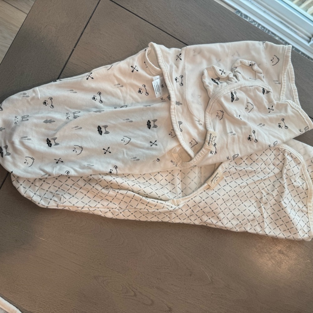 Cream Baby Swaddle with Cute Prints